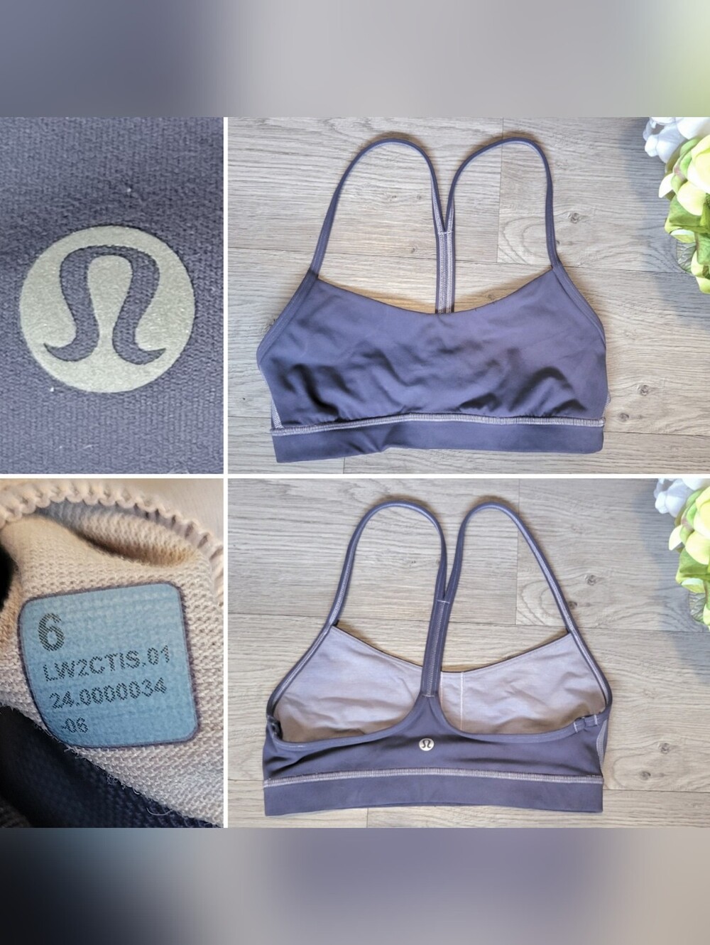 Lululemon Flow Y Bra Nulu Low Impact Racerback Sports Bra in Iron Blue, Womens 6